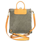 Premium Canvas & Leather Convertible Backpack Tote with Zip Closure & Adjustable Strap