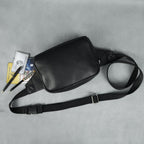 Premium Genuine Leather Waist & Crossbody Bag with Adjustable Strap & Zip Closure