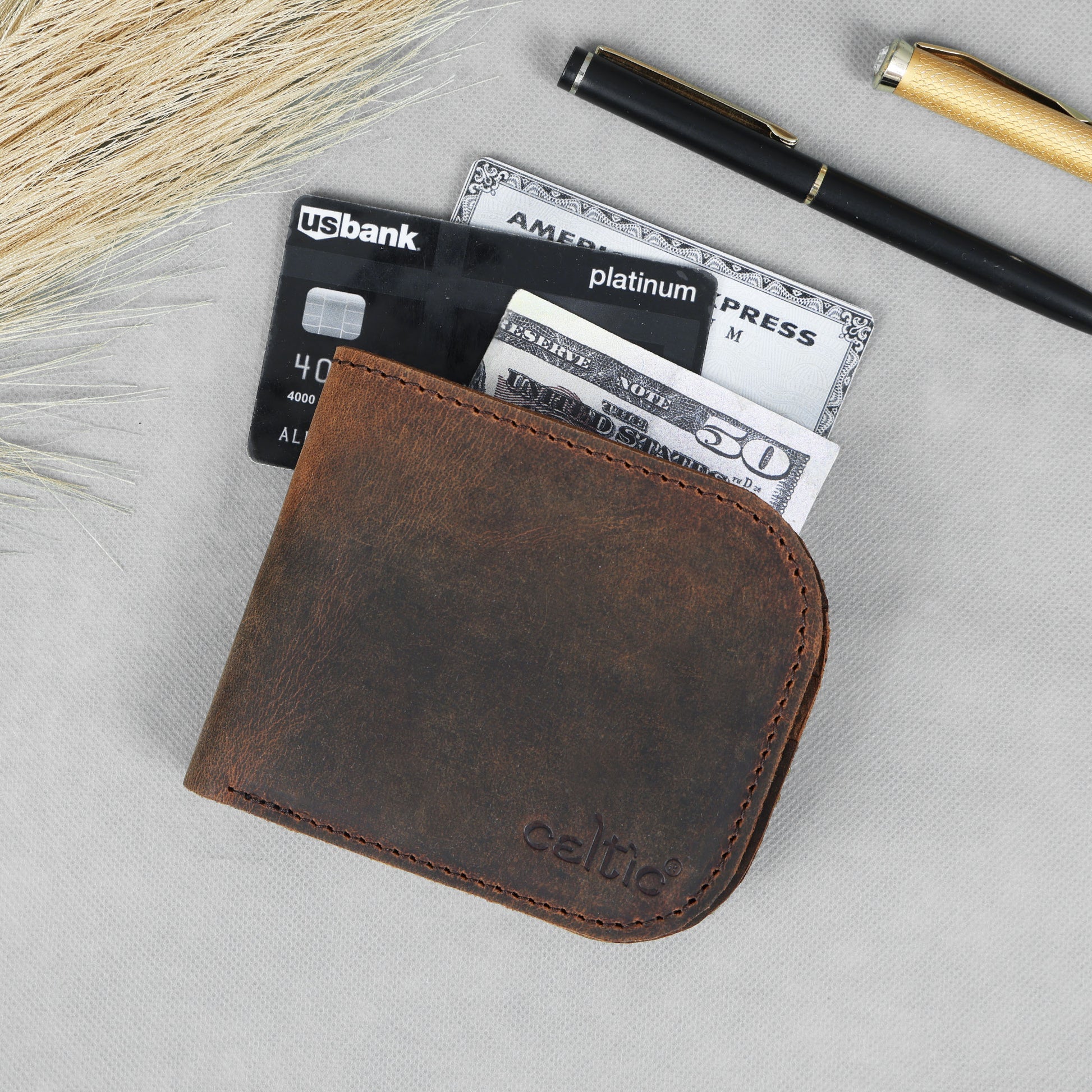 Celtic Dual tone Genuine Leather Slim Bi-Fold Wallet