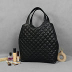 Premium Quilted Leather Tote Bag for Women with Zip Closure & Spacious Interior