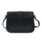 Structured Genuine Leather Crossbody Bag with Front Flap &  White Stitch Detailing