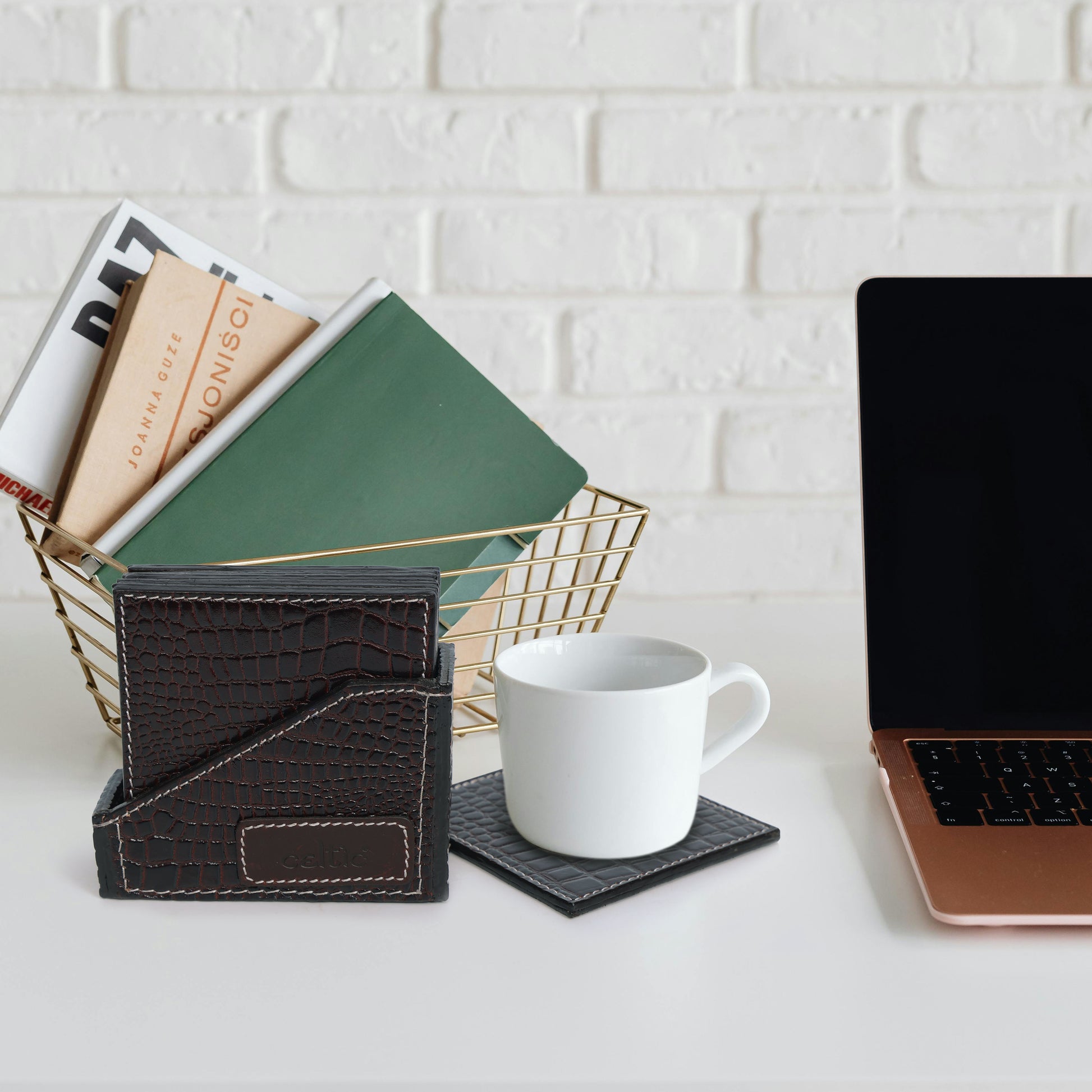 Premium Leather Square Coasters for Office Use ƒ????? Stylish & Functional Desk Accessory, Art:-LC-02