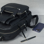 Premium Full-Grain Leather Backpack with Laptop Compartment & Multiple Zip Pockets