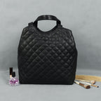 Premium Quilted Leather Tote Bag for Women with Zip Closure & Spacious Interior
