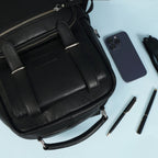 Premium Full-Grain Leather Backpack with Laptop Compartment & Multiple Zip Pockets
