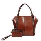 Genuine Leather vintage Brown Tote & Wristlet Combo- Premium set For women