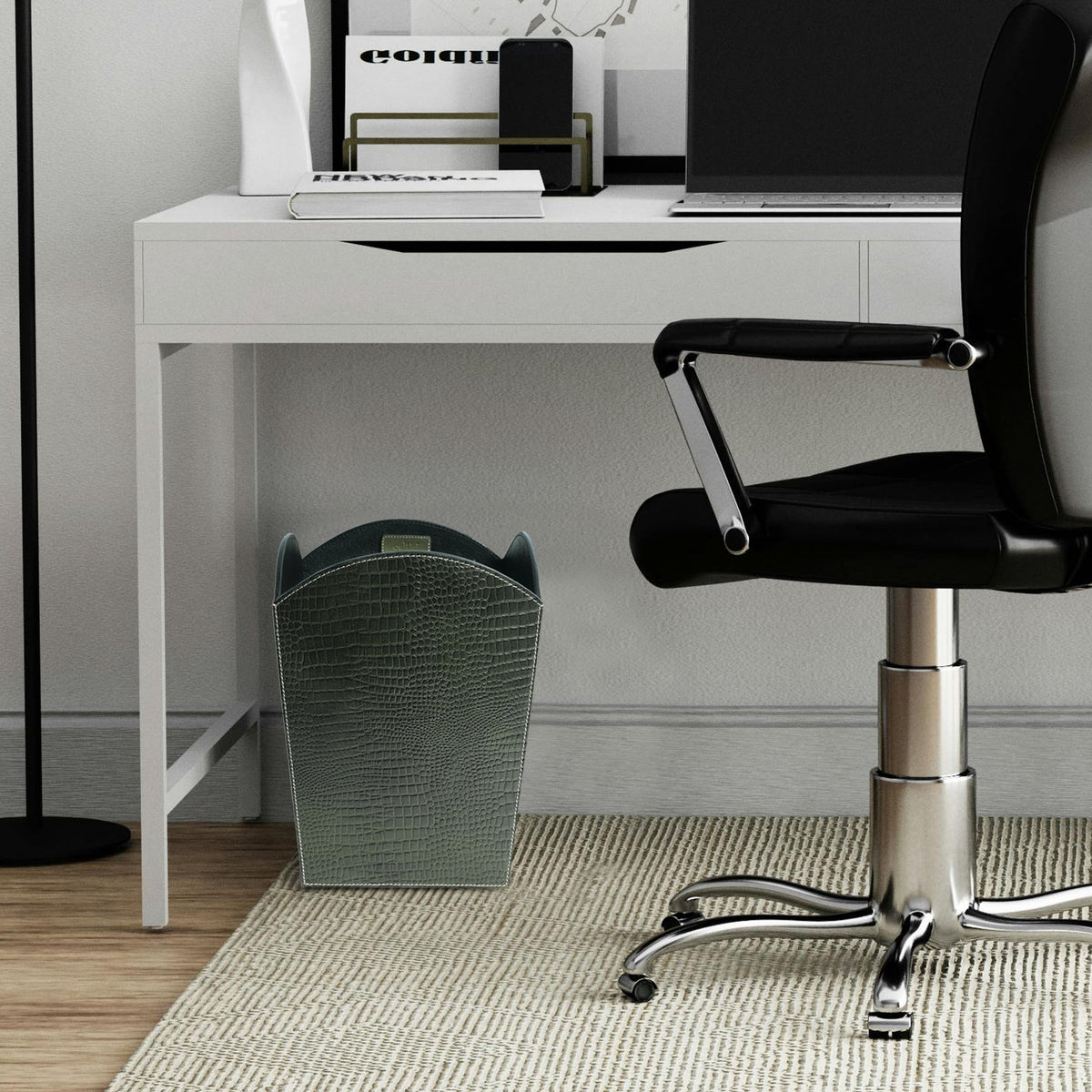 Premium Leather Dustbin for Office Use ƒ????? Stylish & Functional Waste Solution Art: LD-02