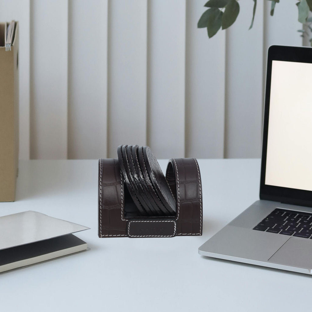 Elegant Leather Coasters for Office Use ƒ????? Stylish & Durable Desk Accessory  Art: LC-03