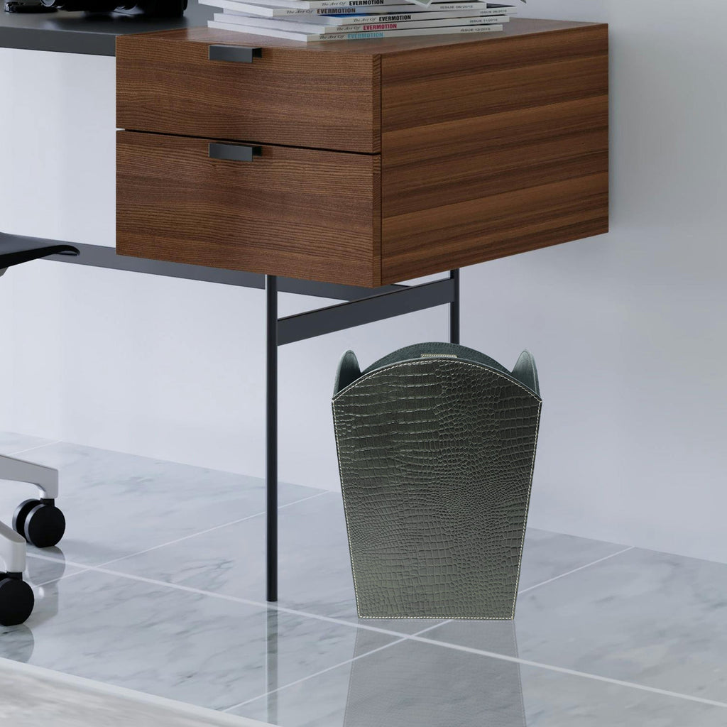 Premium Leather Dustbin for Office Use ƒ????? Stylish & Functional Waste Solution Art: LD-02