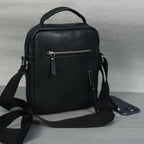 Unisex Leather Crossbody Sling Bag with Front Flap Pocket & Adjustable Strap