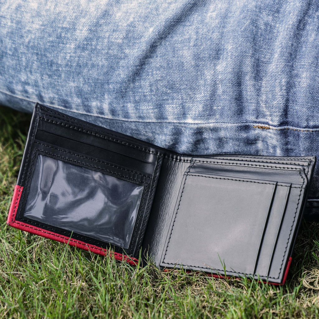 Premium Black Leather Wallet for Men | Export Quality with ID Window & Secure Coin Pocket