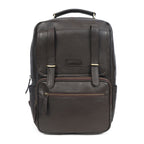 Premium Full-Grain Leather Laptop Backpack with Multi-Zip Compartments & Top Handle