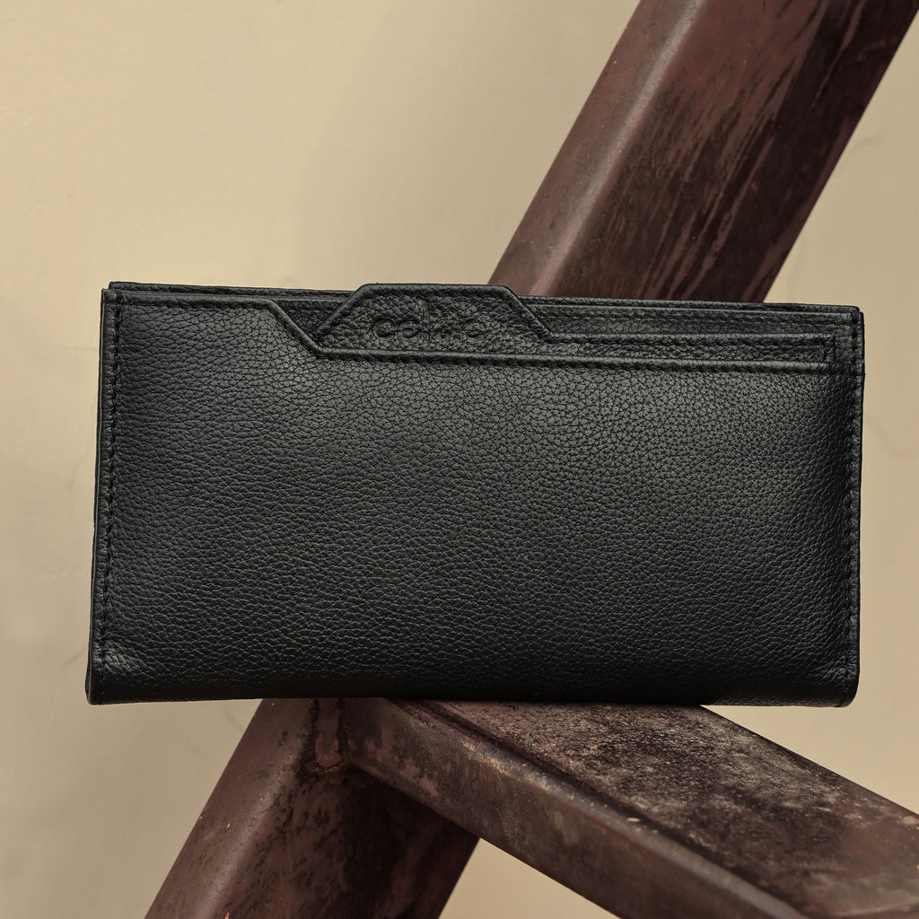 Premium Genuine Leather Long Wallet for Women with Multiple Card Slots & Zip Coin Pocket