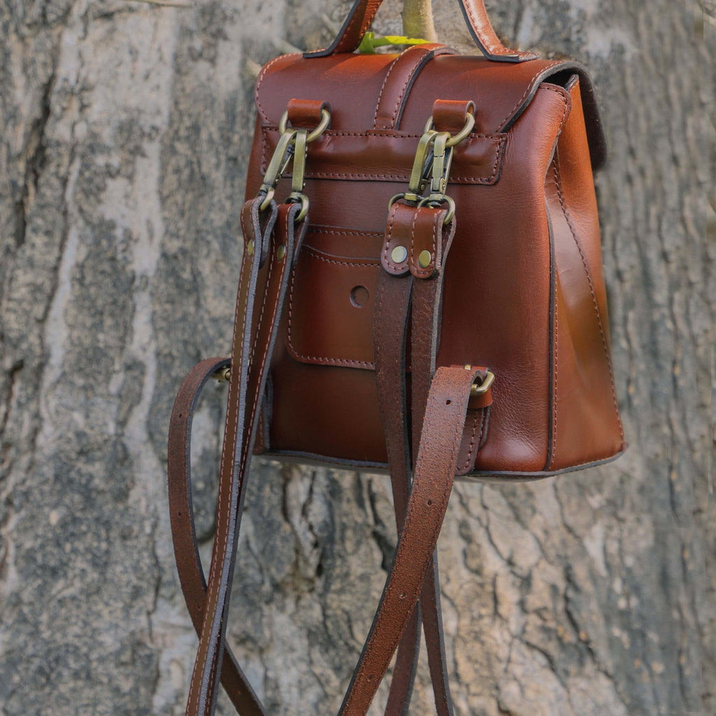 Premium Leather Mini Backpack for Women with Flap Closure