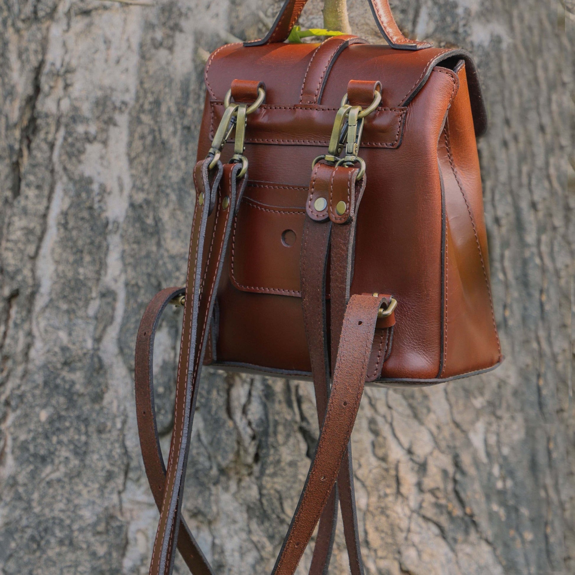 Premium Leather Mini Backpack for Women with Flap Closure