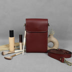 Brown Leather Mobile Pouch with Detachable Sling ƒ????? Stylish & Functional Crossbody Case.LA-1428