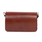 Compact Genuine Leather Triple-Compartment Sling Clutch