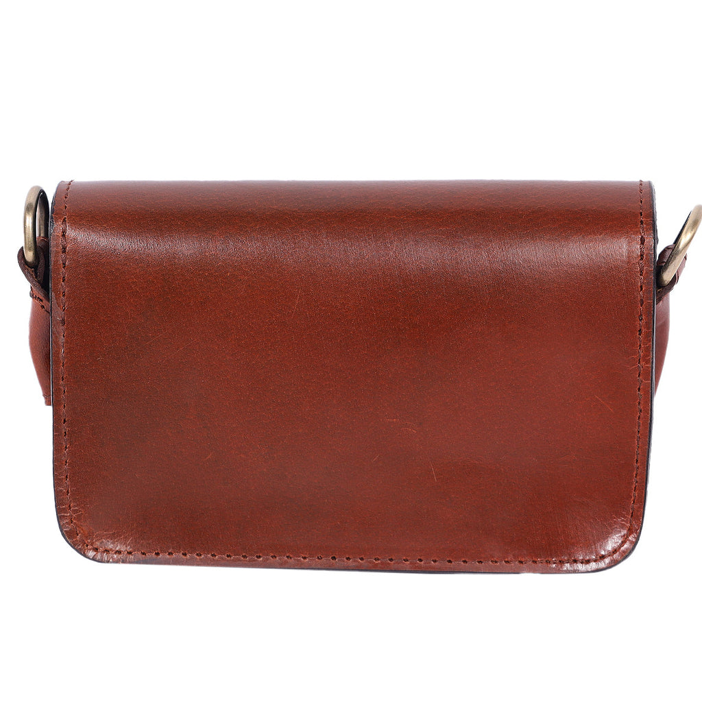 Compact Genuine Leather Triple-Compartment Sling Clutch