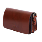 Compact Genuine Leather Triple-Compartment Sling Clutch