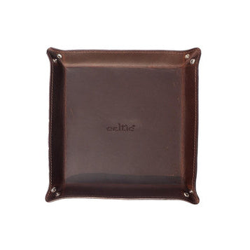 Celtic Dark Brown Color Pure Leather Tray For Office Use