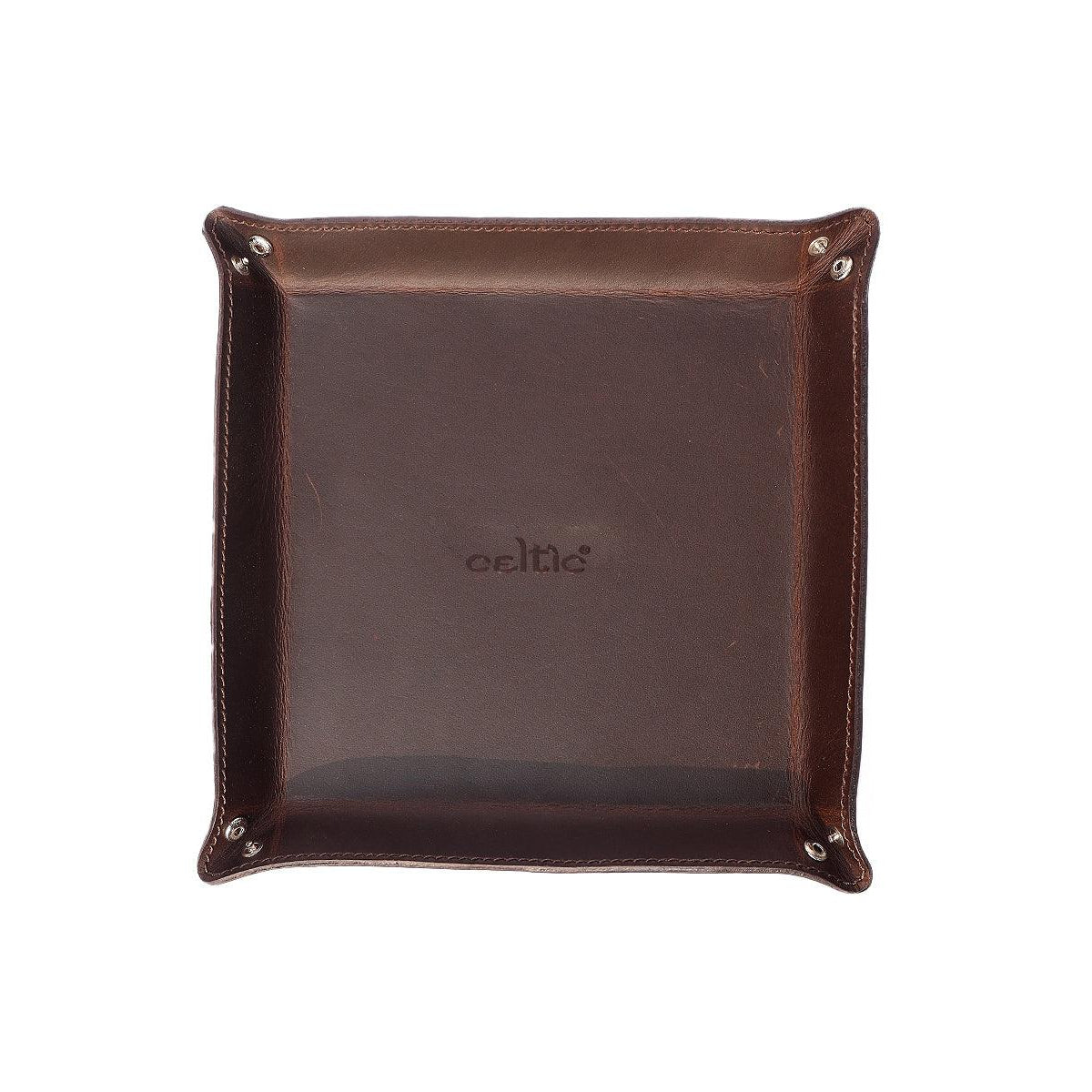 Celtic Dark Brown Color Pure Leather Tray For Office Use