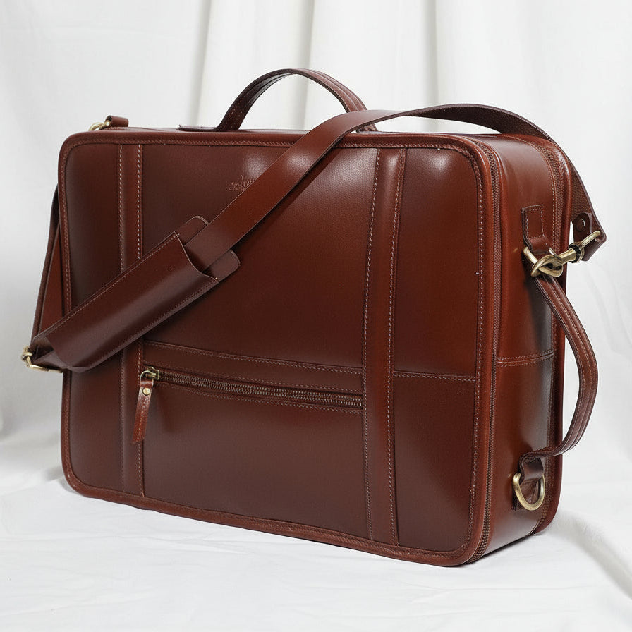 Premium Full-Grain Leather DSLR Camera Messenger & Travel Photography Bag