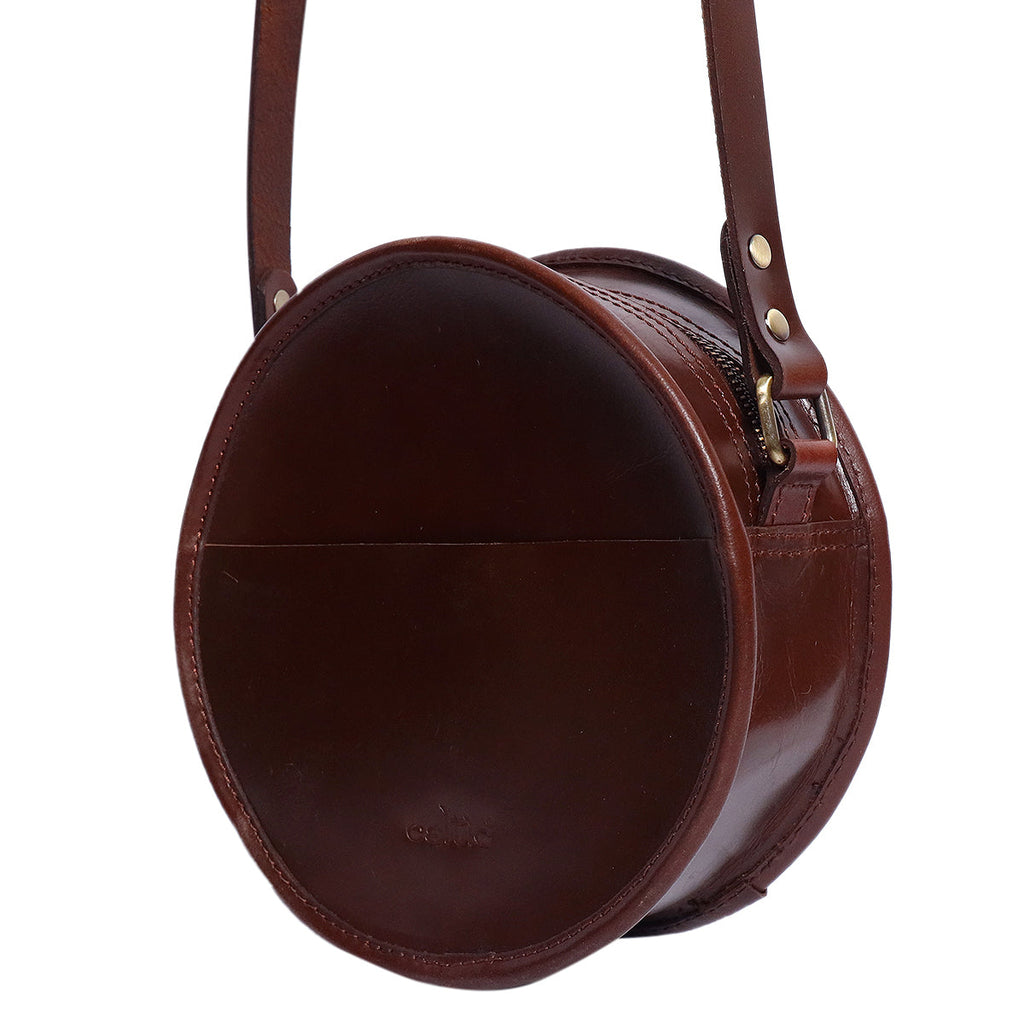 Round Crossbody Sling Bag with Zip Closure