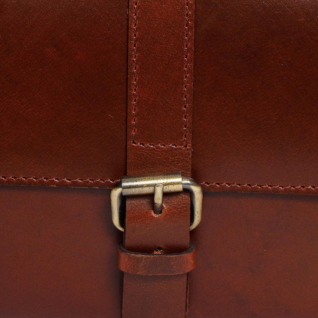 Classic Structured Handbag with Front Buckle Pocket & Top Handles