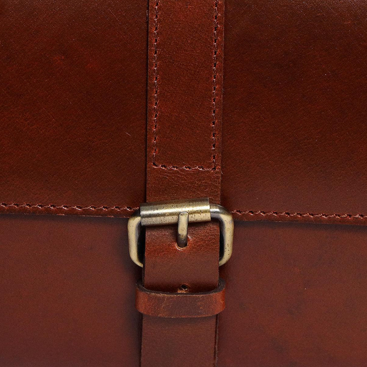 Classic Structured Handbag with Front Buckle Pocket & Top Handles