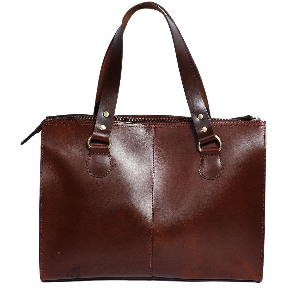 Classic Structured Handbag with Front Buckle Pocket & Top Handles