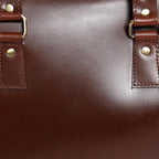 Structured Leather Laptop Bag with Top Handle & Detachable Shoulder Strap