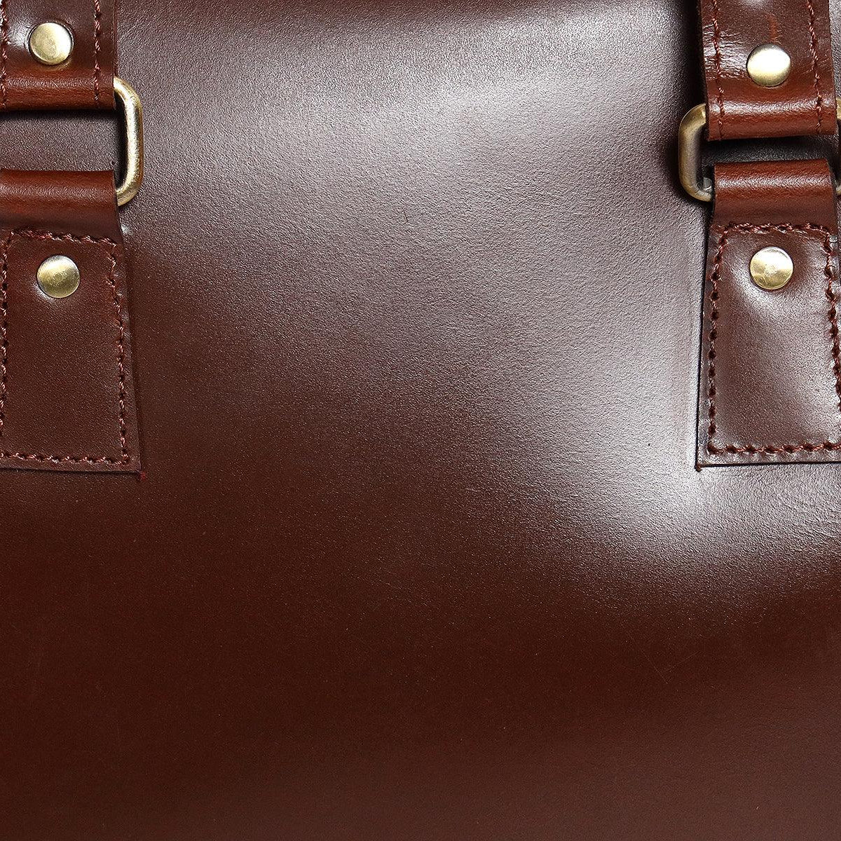 Structured Leather Laptop Bag with Top Handle & Detachable Shoulder Strap