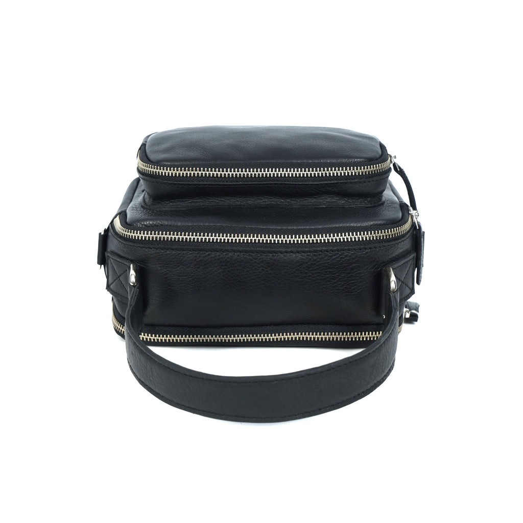 Premium Export Quality Genuine Leather Crossbody Bag with Dual Zip Pockets & Strap