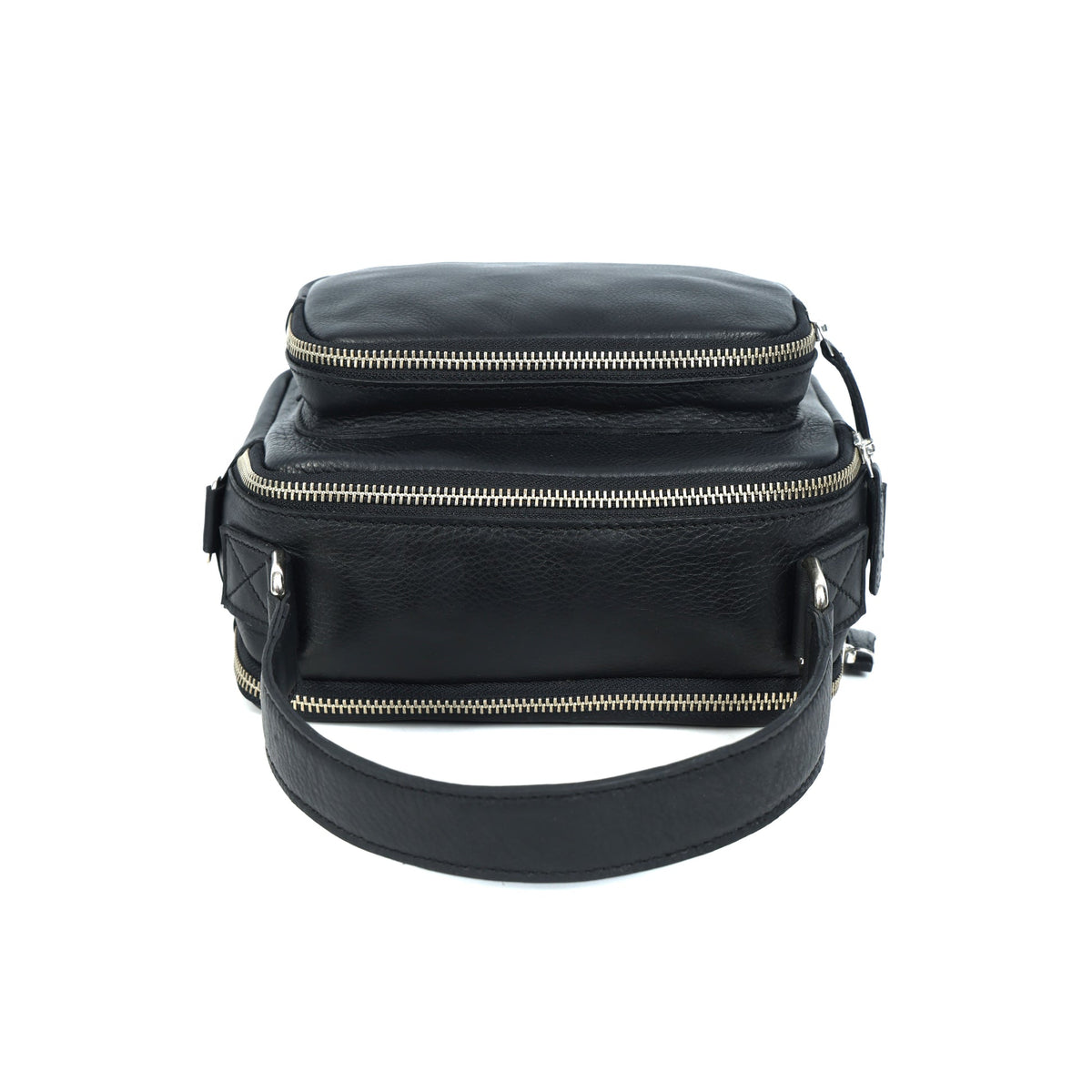 Premium Export Quality Genuine Leather Crossbody Bag with Dual Zip Pockets & Strap