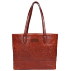 Premium Embossed Leather Tote Bag with Zipper Closure & Spacious Lined Interior