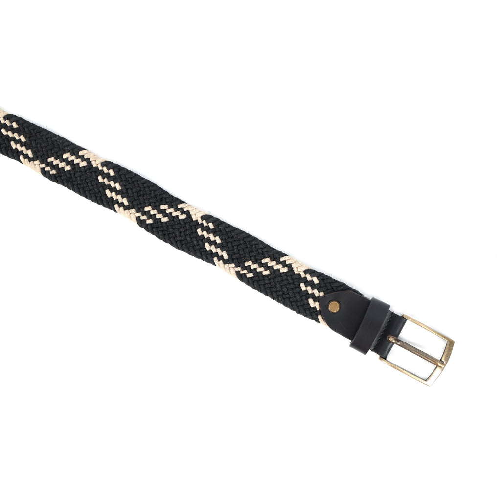 Unisex Handwoven Elastic Belt With Leather Finish And Metal Buckle For Casual Wear