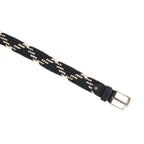 Unisex Handwoven Elastic Belt With Leather Finish And Metal Buckle For Casual Wear