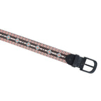 Unisex Geometric Patterned Leather Belt With Black Buckle For Casual Everyday Wear