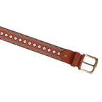 Handcrafted Aztec Pattern Leather Canvas Belt With Antique Buckle For Casual Wear