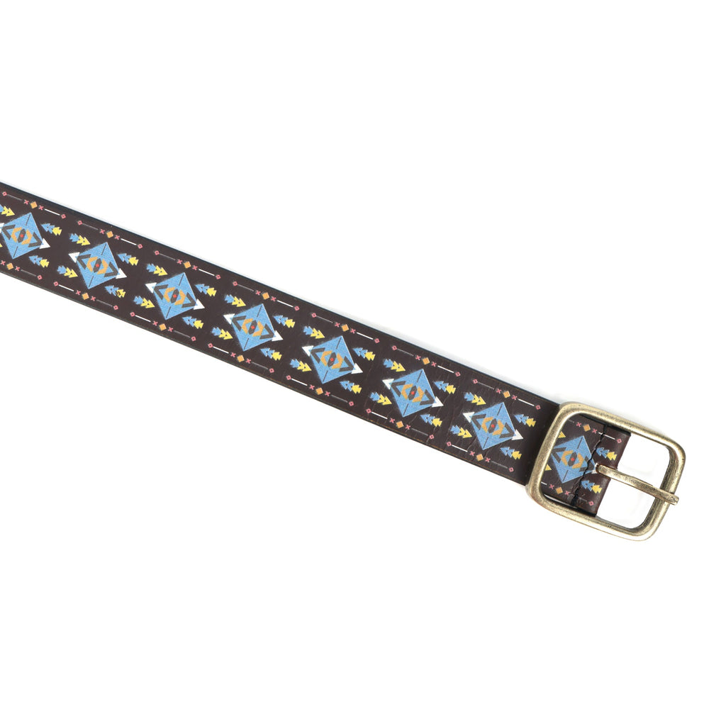 Unisex Handcrafted Tribal Pattern Leather Buckle Waistband Ethnic Style Durable Accessory.