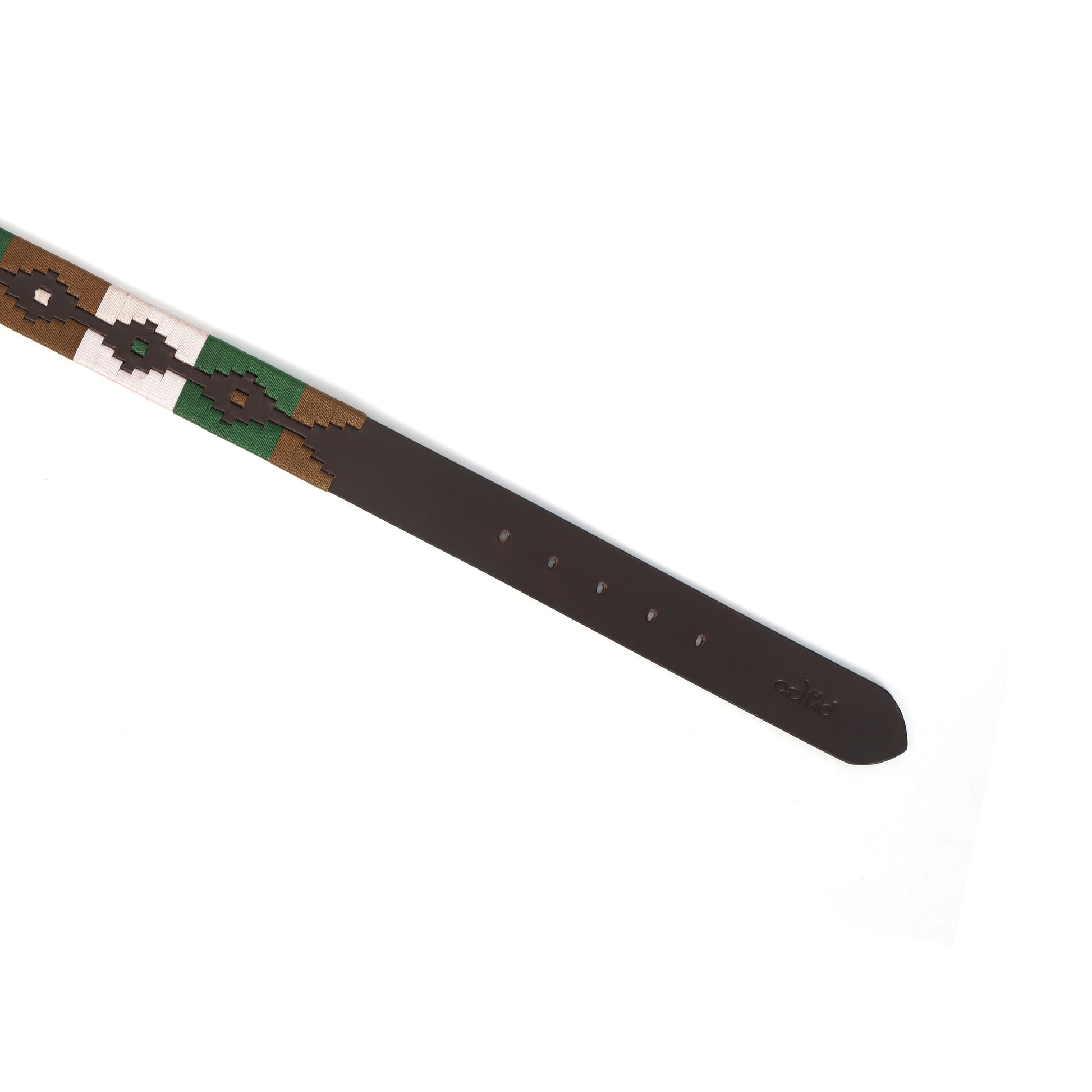 Unisex Handcrafted Genuine Leather Belt With Woven Ethnic Pattern And Matte Metal Buckle