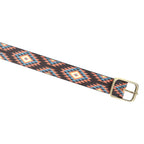 Unisex Ethnic Geometric Pattern Belt with Metal Buckle for Casual Traditional Wear