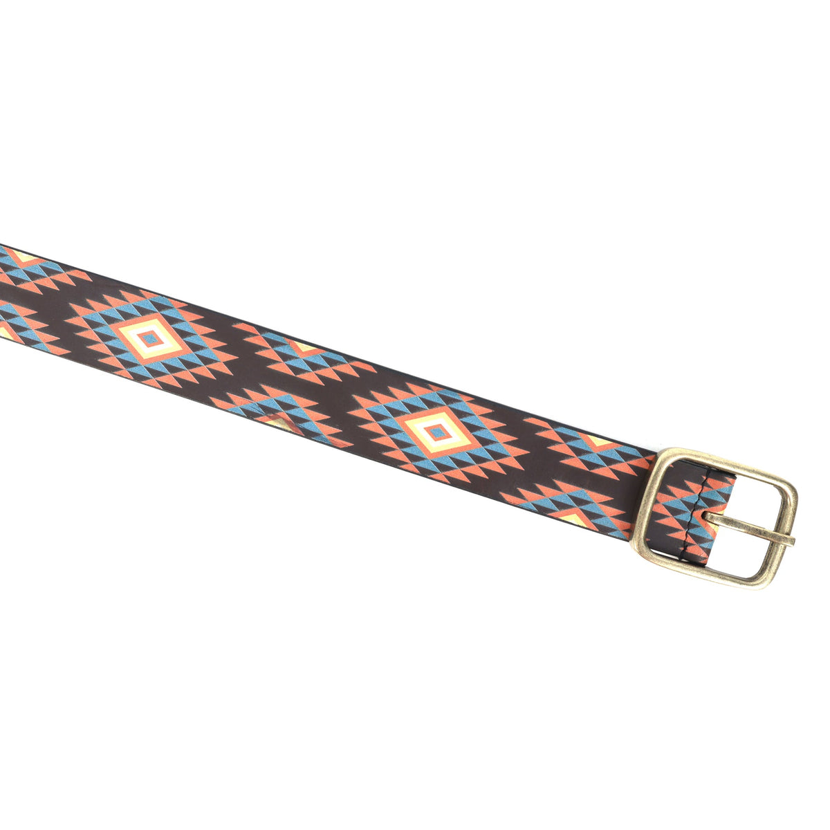 Unisex Ethnic Geometric Pattern Belt with Metal Buckle for Casual Traditional Wear
