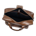 Premium Croc-Embossed Leather Office Laptop Bag with Multiple Zip Pockets & Strap