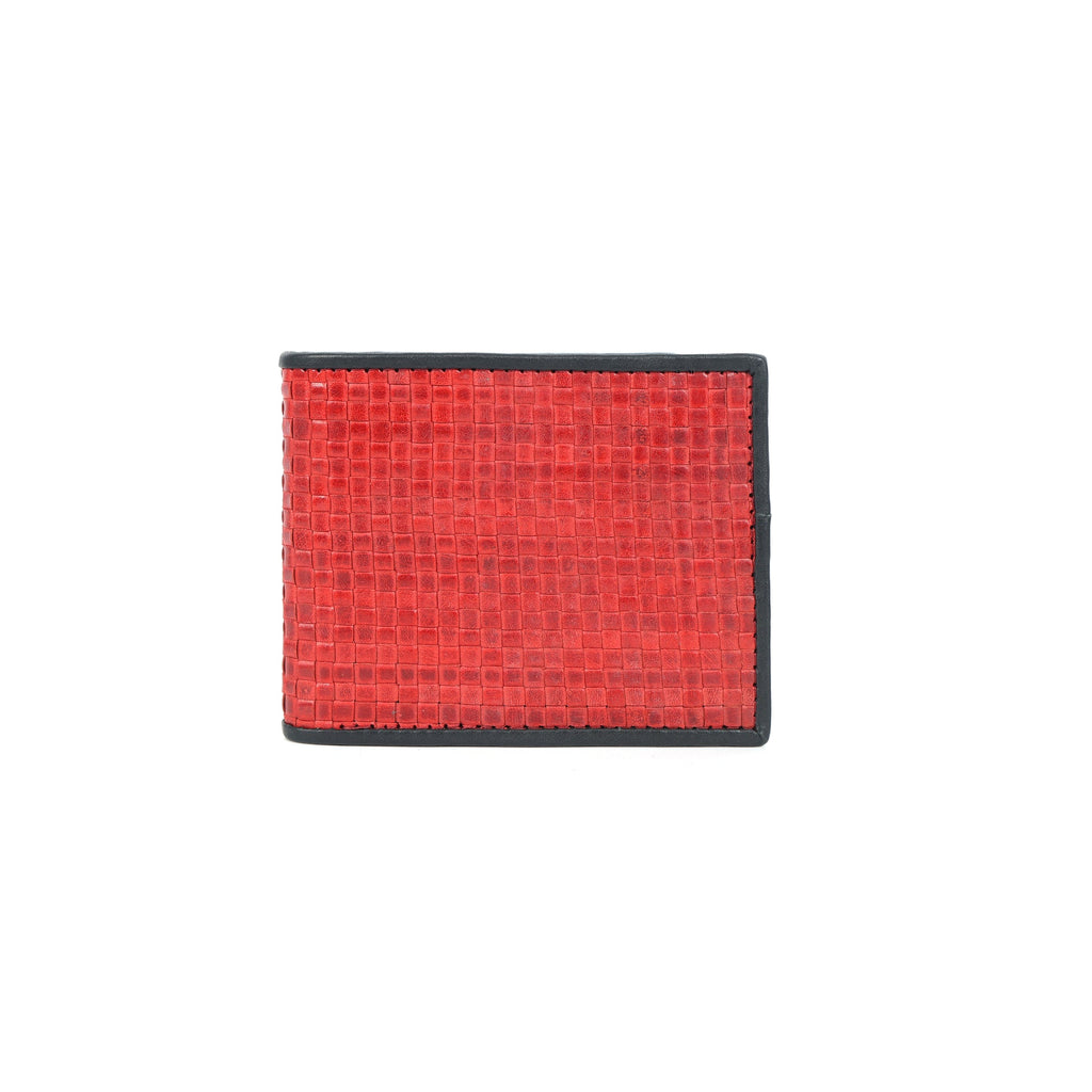 Celtic Handwoven Genuine Leather Bi-Fold Wallet – Red & Black
