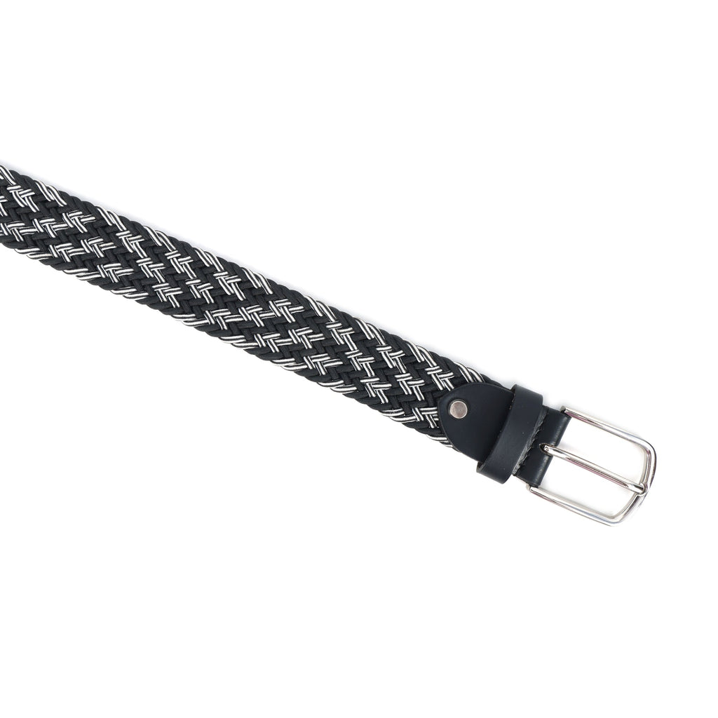 Handwoven Elastic Braided Belt With Leather Ends Adjustable Casual Wear Accessory