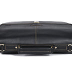 Premium Export Quality Black Leather Laptop Messenger Bag | Multi-Compartment Office Briefcase