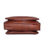 Premium Genuine Leather Structured Shoulder Bag with Dual Zip Compartments & Fixed Straps