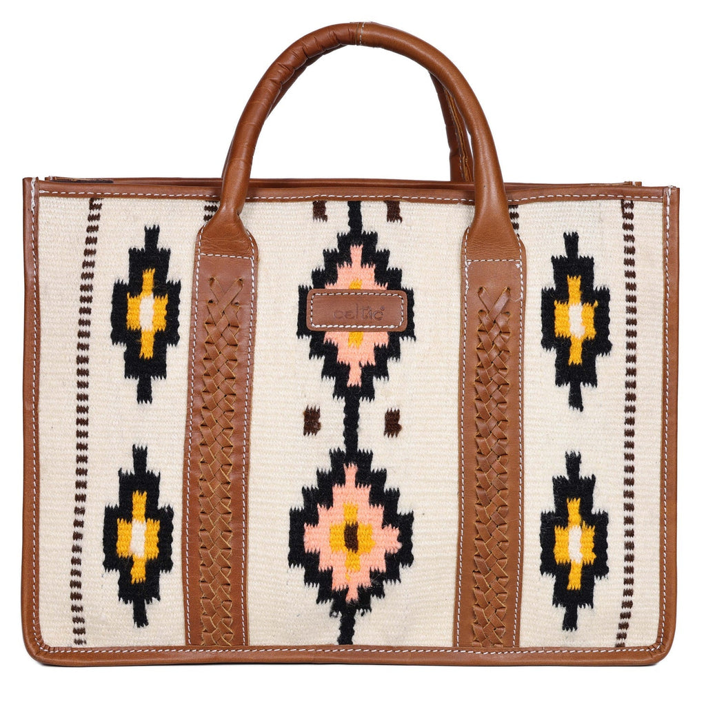 Premium Export Handwoven Leather Tote Bag | Spacious 2 Compartment & Zip Closure