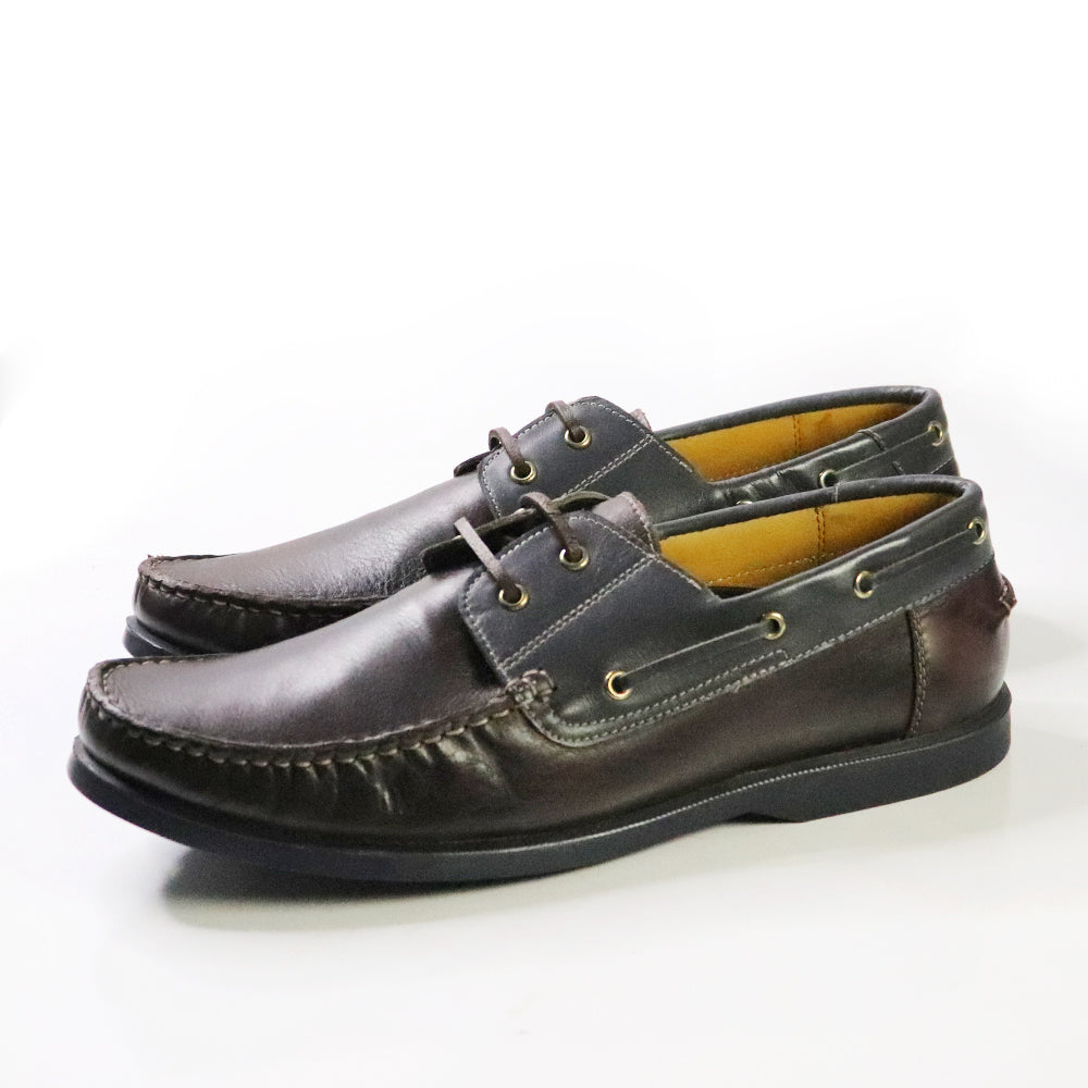 Laced Up Closure Genuine Leather Slip On Flat Stylish Retro Design Men Fashion Wear Shoes